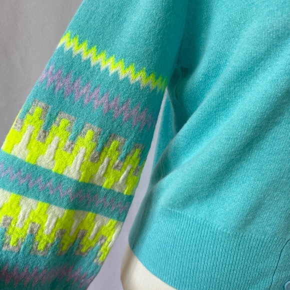 BRODIE CARDIGAN SWEATER ELECTRIC CHEVRON CASHMERE LUXURY MODERN CONTEMPORARY S - Picture 6 of 12